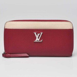 Louis Vuitton Red/White Leather Lockme Zippy Wallet